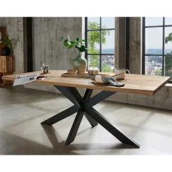 Wildeiche Esstisch in Bootsform - Baly