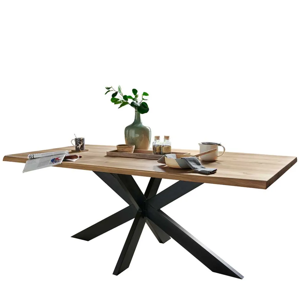 Wildeiche Esstisch in Bootsform - Baly