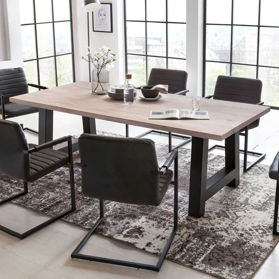 Wildeiche Esstisch in Weiß gekälkt - Tenna