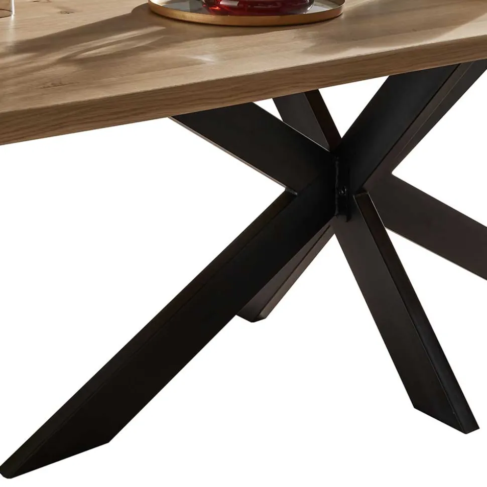 Wildeiche Esszimmer Esstisch mit Spider Gestell - Ostrico