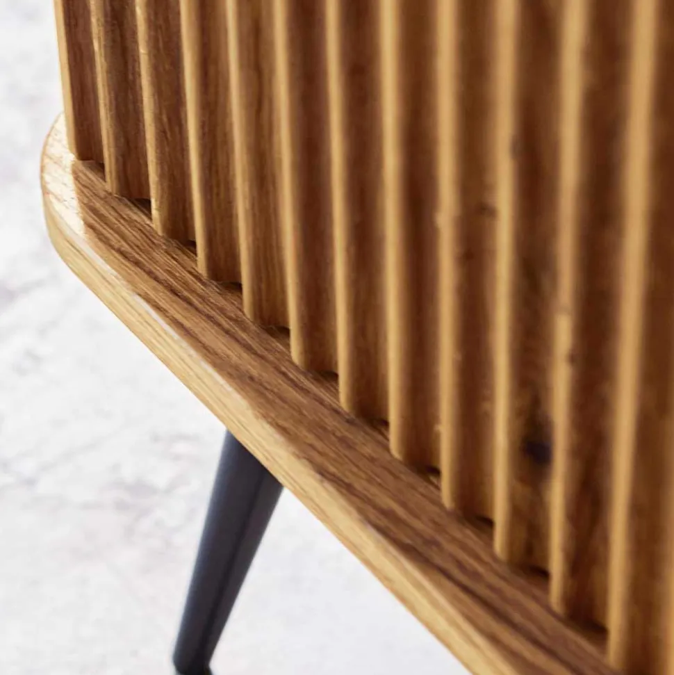 Wildeiche Highboard mit Glastüren & Holztüren - Casarius