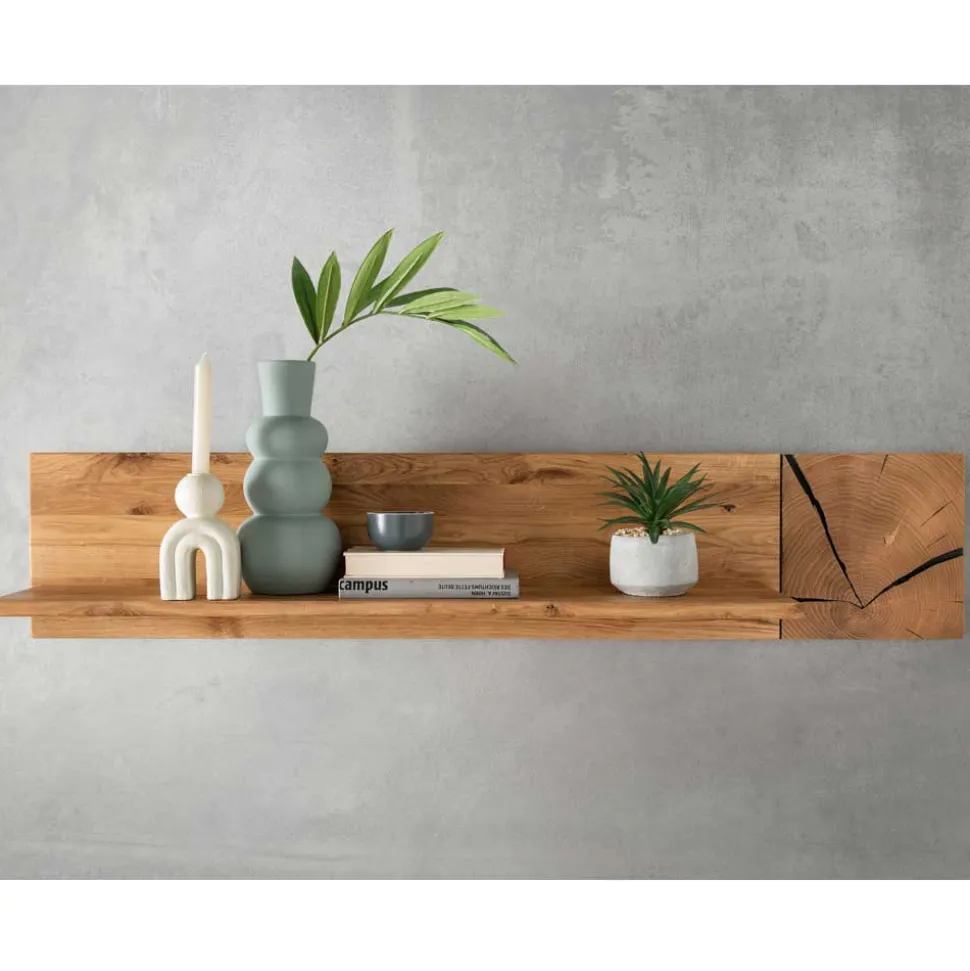 Wildeiche Hängeregal mit Hirnholz Deko - Acapella