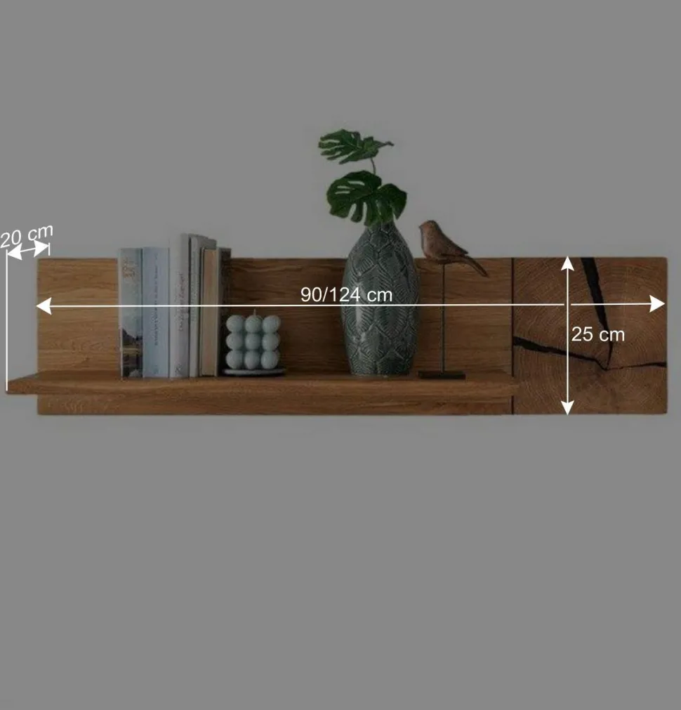 Wildeiche Hängeregal mit Hirnholz Deko - Acapella
