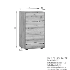 Wildeiche Hochkommode mit Tür und Schublade - Holiday
