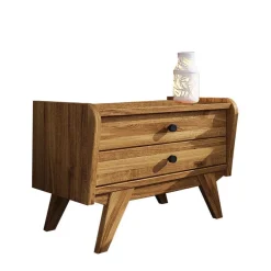 Wildeiche Holz Bett mit Überlänge 220 cm - Hardus (dreiteilig)