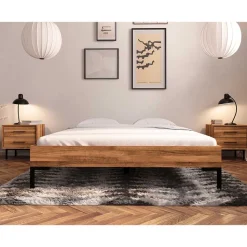 Wildeiche Holzbett für Dachzimmer - Kerfa