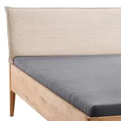 Wildeiche Holzbett mit Cord-Kopfteil - Babahira