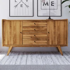 Wildeiche Holz-Sideboard 160 cm breit - Hardus