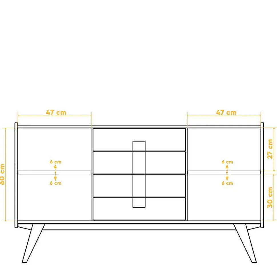 Wildeiche Holz-Sideboard 160 cm breit - Hardus