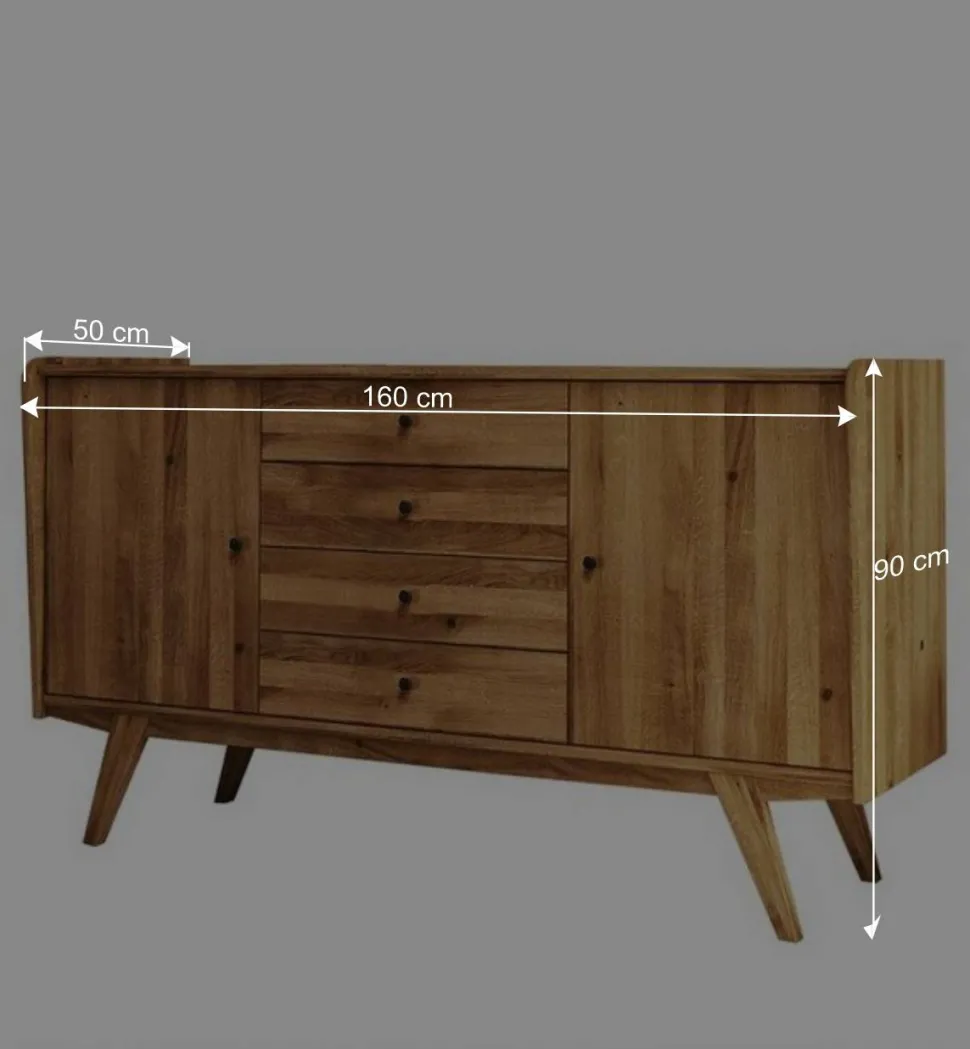 Wildeiche Holz-Sideboard 160 cm breit - Hardus