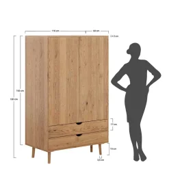 Wildeiche Kombi-Kleiderschrank massiv - Fabijola