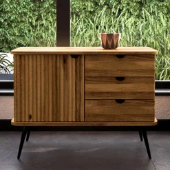 Wildeiche Kommode mit drei Schubladen & Tür - Casarius