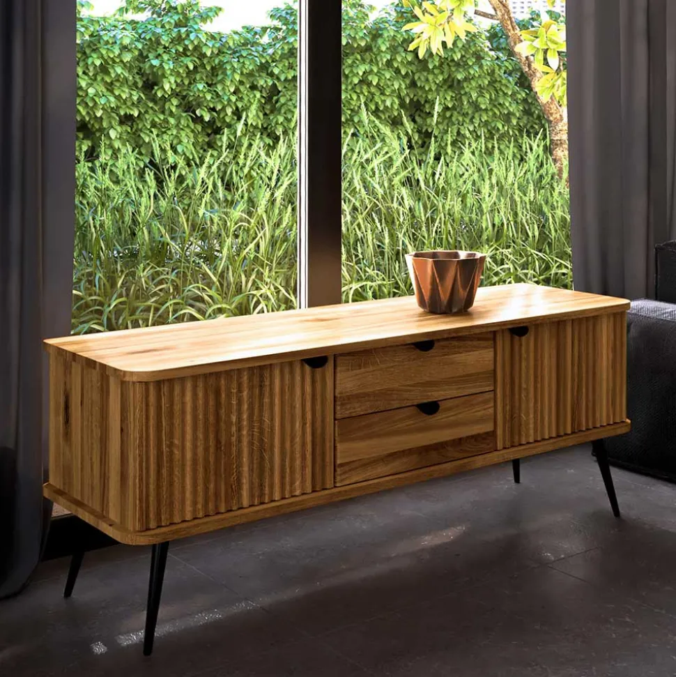 Wildeiche Lowboard mit Metall - Casarius