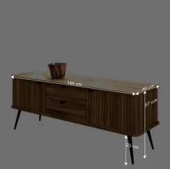 Wildeiche Lowboard mit Metall - Casarius