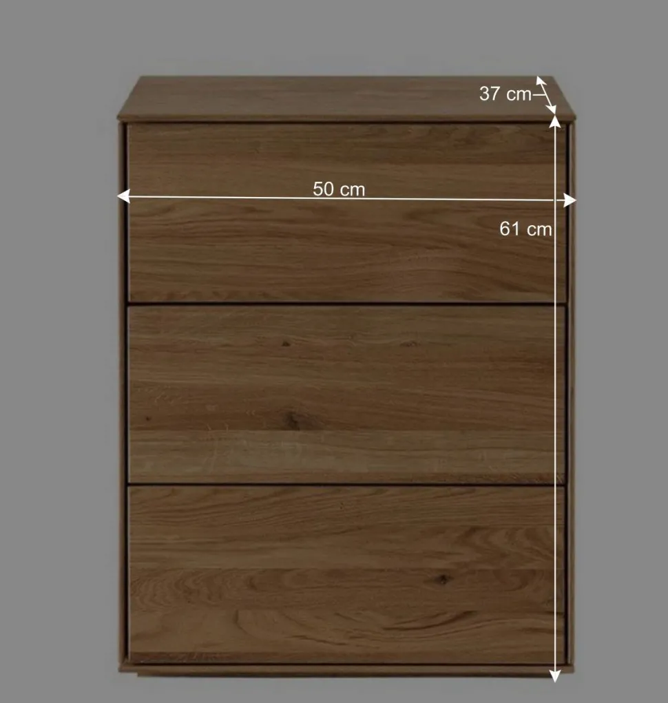 Wildeiche Nachtkommode 61 cm hoch - Nuessa