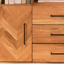 Wildeiche Regal mit Tür & drei Schubladen - Kerfa