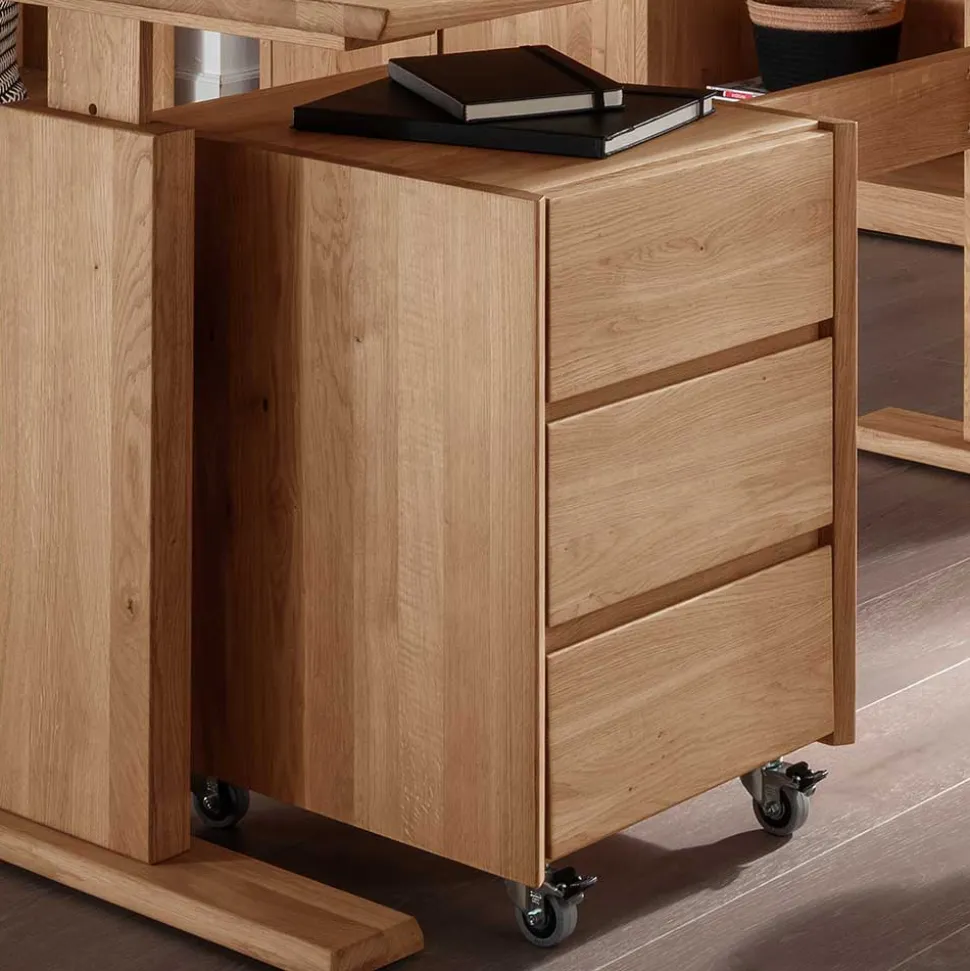 Wildeiche Rollcontainer aus Massivholz - Melanie