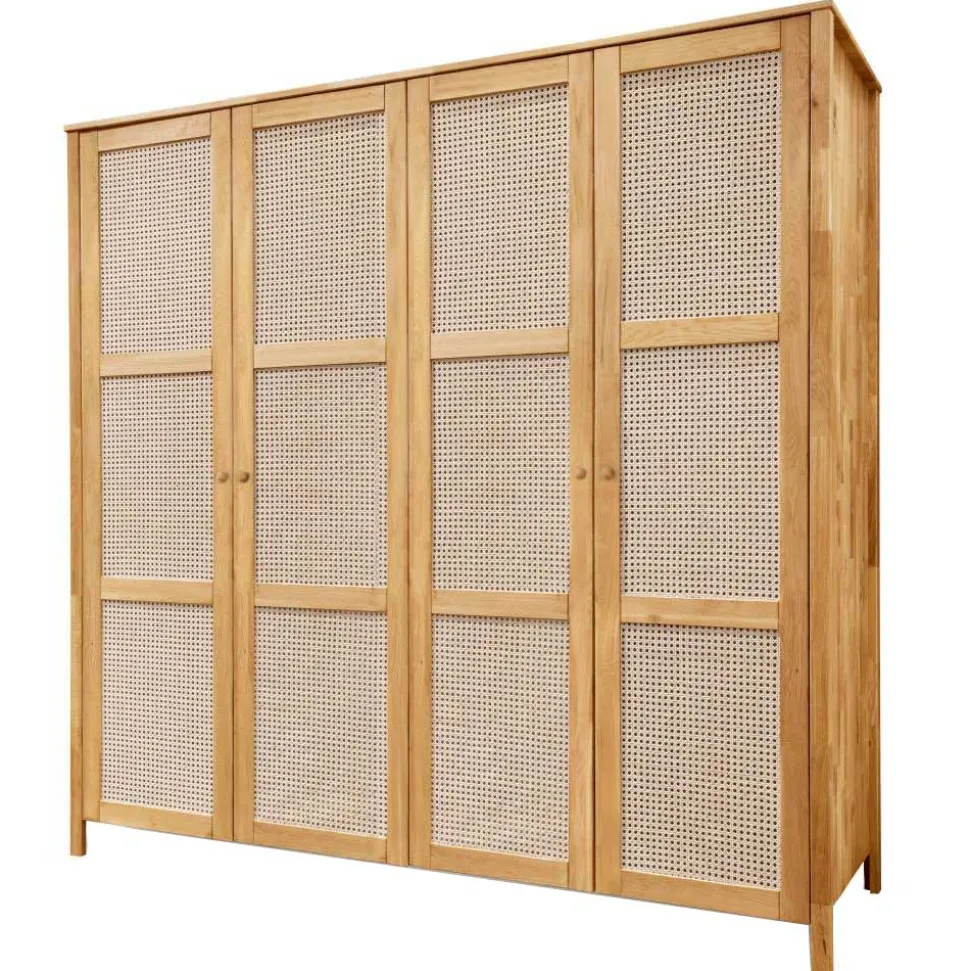 Wildeiche Schlafzimmerschrank mit Wiener Geflecht - Ambrosso