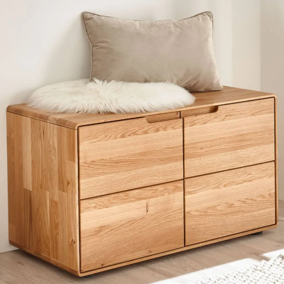 Wildeiche Schuhbank mit Doppeltür - Darcona