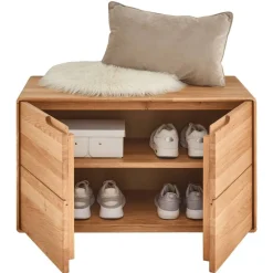 Wildeiche Schuhbank mit Doppeltür - Darcona