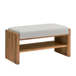 Wildeiche Sitzbank mit weißem Echtleder - Mandrey