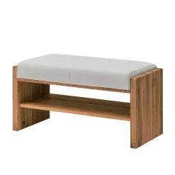 Wildeiche Sitzbank mit weißem Echtleder - Mandrey