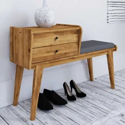 Wildeiche Telefonbank Flurbank mit Schubladen - Hardus