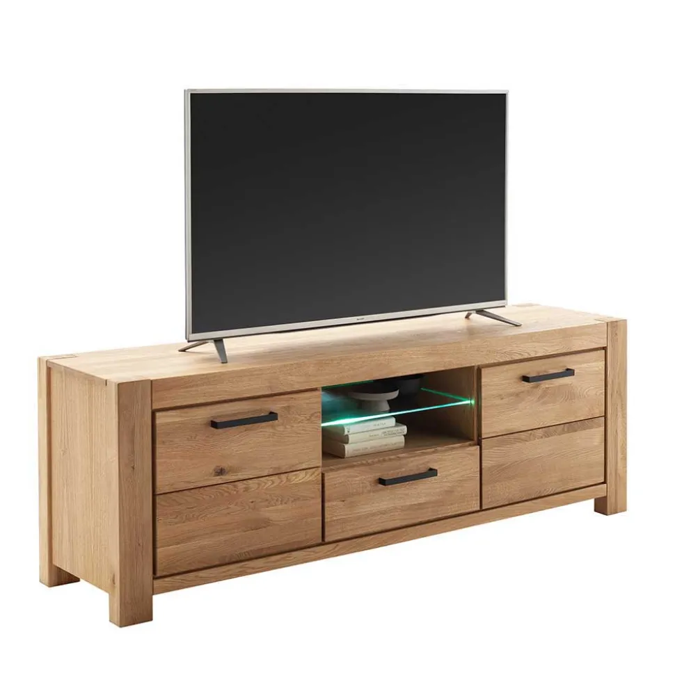 Wildeiche TV Anbauwand teilmassiv - Sophia (vierteilig)