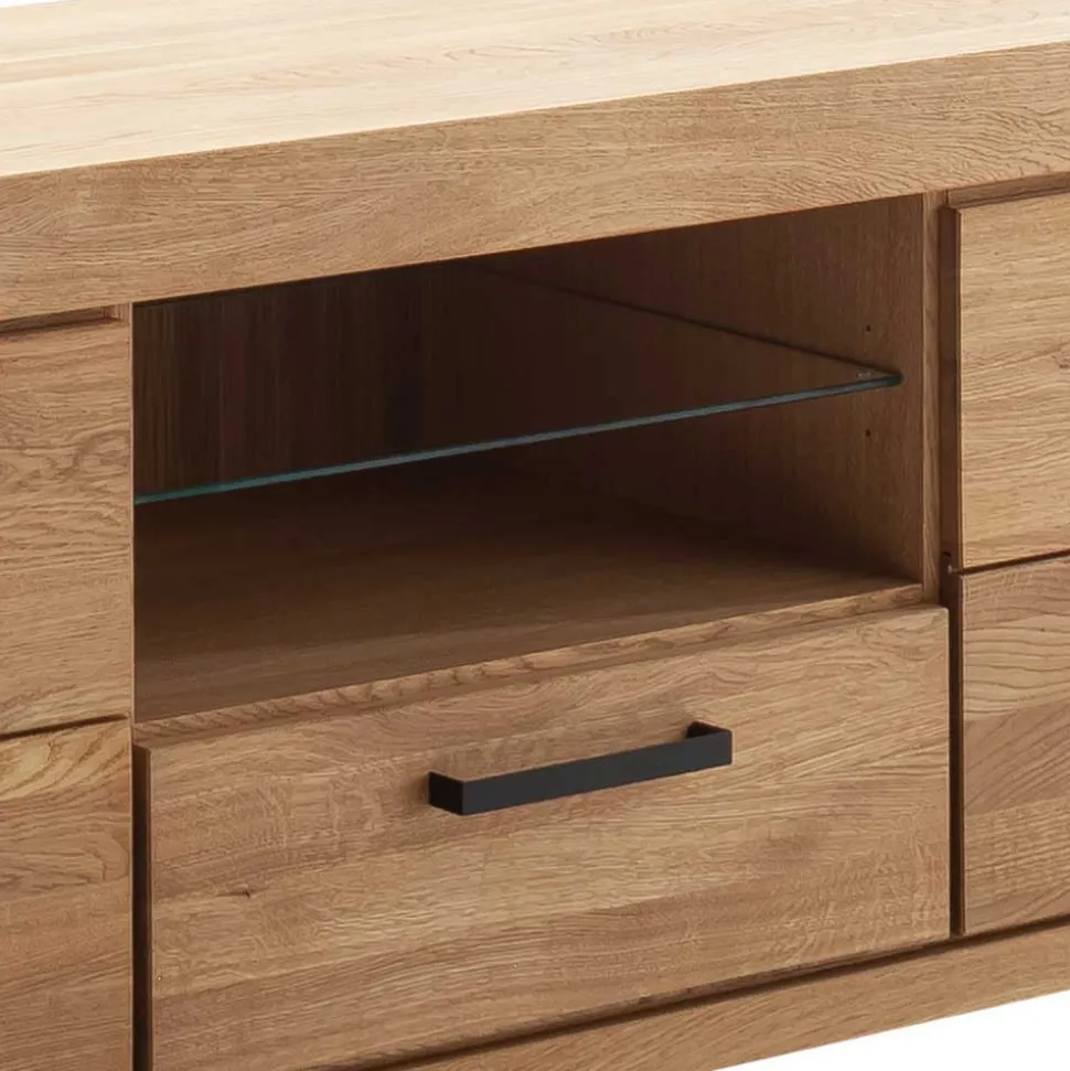 Wildeiche TV Anbauwand teilmassiv - Sophia (vierteilig)