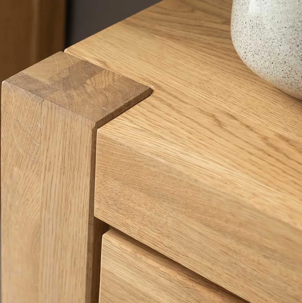 Wildeiche TV Anbauwand teilmassiv - Sophia (vierteilig)