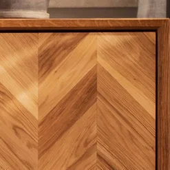 Wildeiche TV Lowboard mit Fischgrät Design - Kerfa