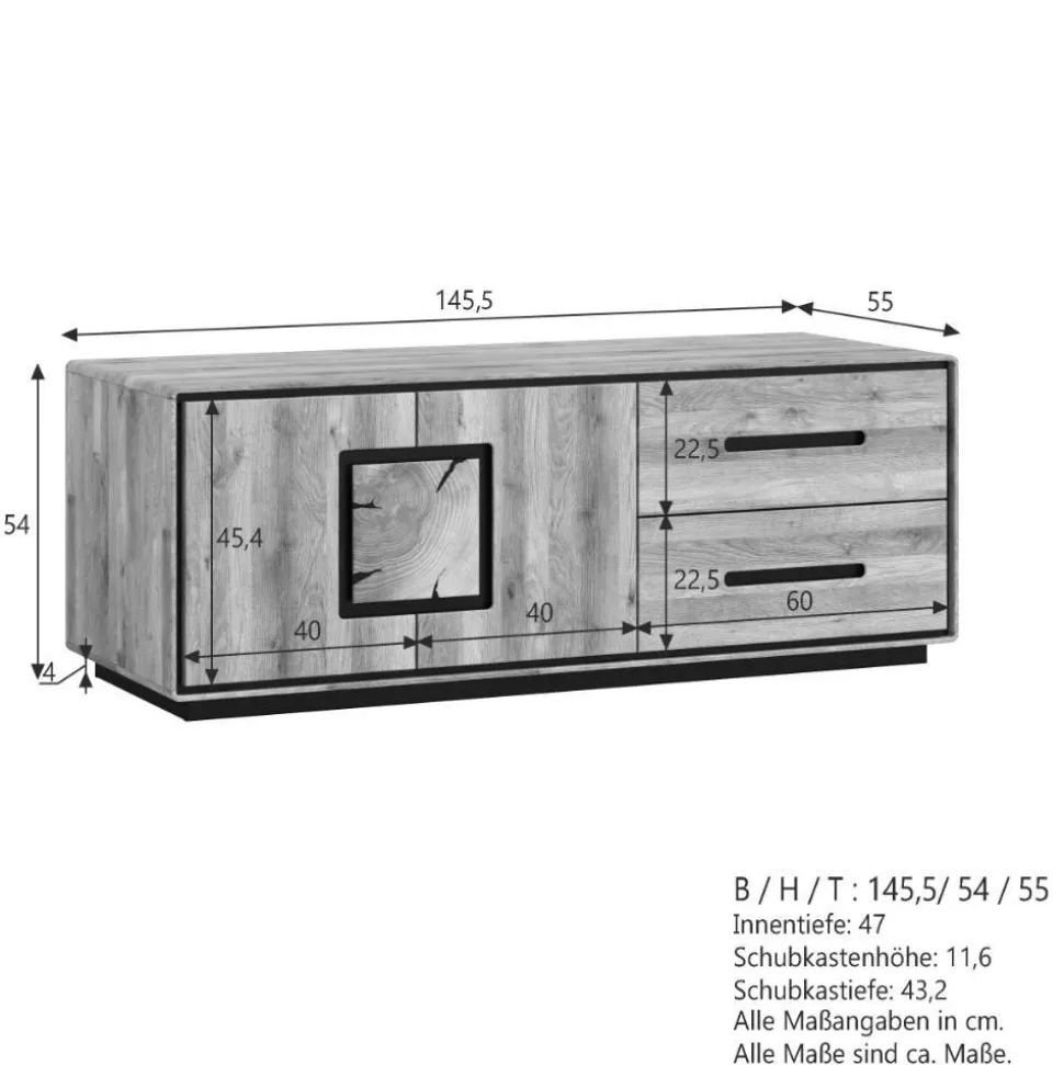 Wildeiche TV-Kommode in modernem Design - Shipper