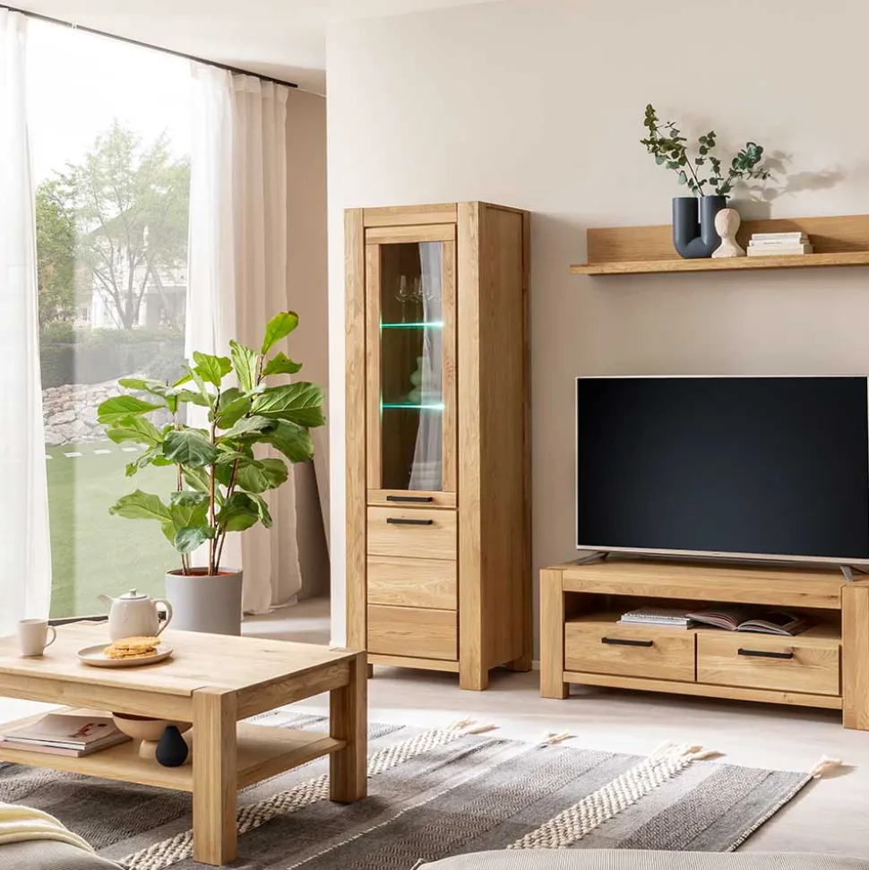 Wildeiche Vitrine teilmassiv - Sophia