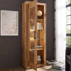 Wildeiche Vitrine Troncon mit 201 cm Höhe