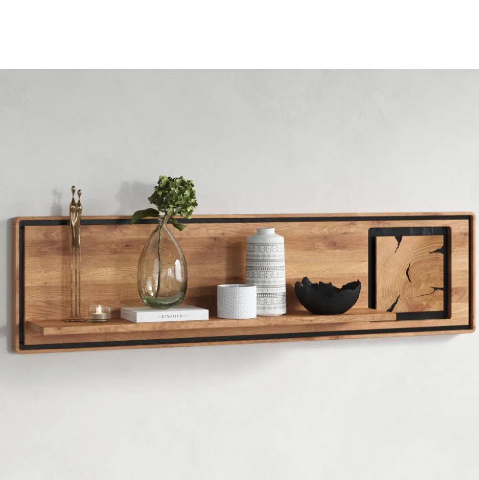 Wildeiche Wandboard mit Hirnholz Applikation - Shipper