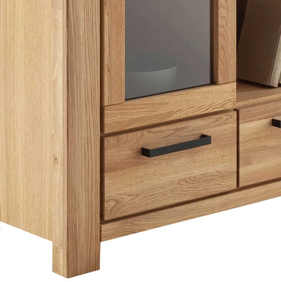 Wildeiche Wohnwand Set teilmassiv - Sophia (vierteilig)