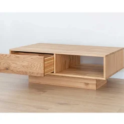 Wildeiche Wohnzimmertisch auf Sockelgestell - Cocondar