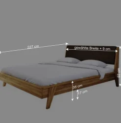 Wildeichebett 210cm lang & Nachtkommoden - Hardus (dreiteilig)