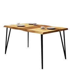 Wildeichetisch mit Baumkante & Stahlbeinen - Mandirov