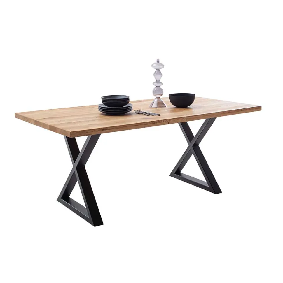 Wildeichetisch mit zwei X-Beinen - Soreca