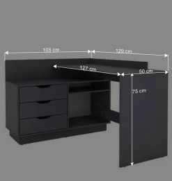 Winkelschreibtisch in Anthrazit - Korfu