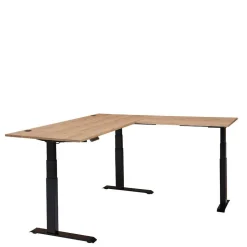 Winkel-Schreibtisch in Esche und Schwarz - Emly