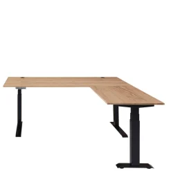 Winkel-Schreibtisch in Esche und Schwarz - Emly