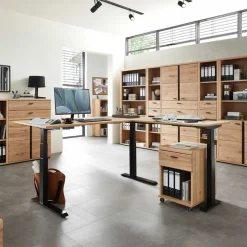 Winkel-Schreibtisch in Esche und Schwarz - Emly