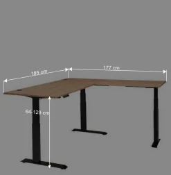 Winkel-Schreibtisch in Esche und Schwarz - Emly