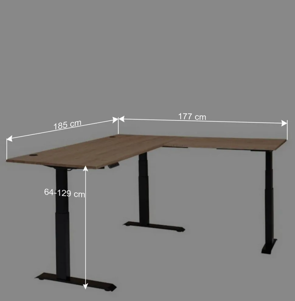 Winkel-Schreibtisch in Esche und Schwarz - Emly