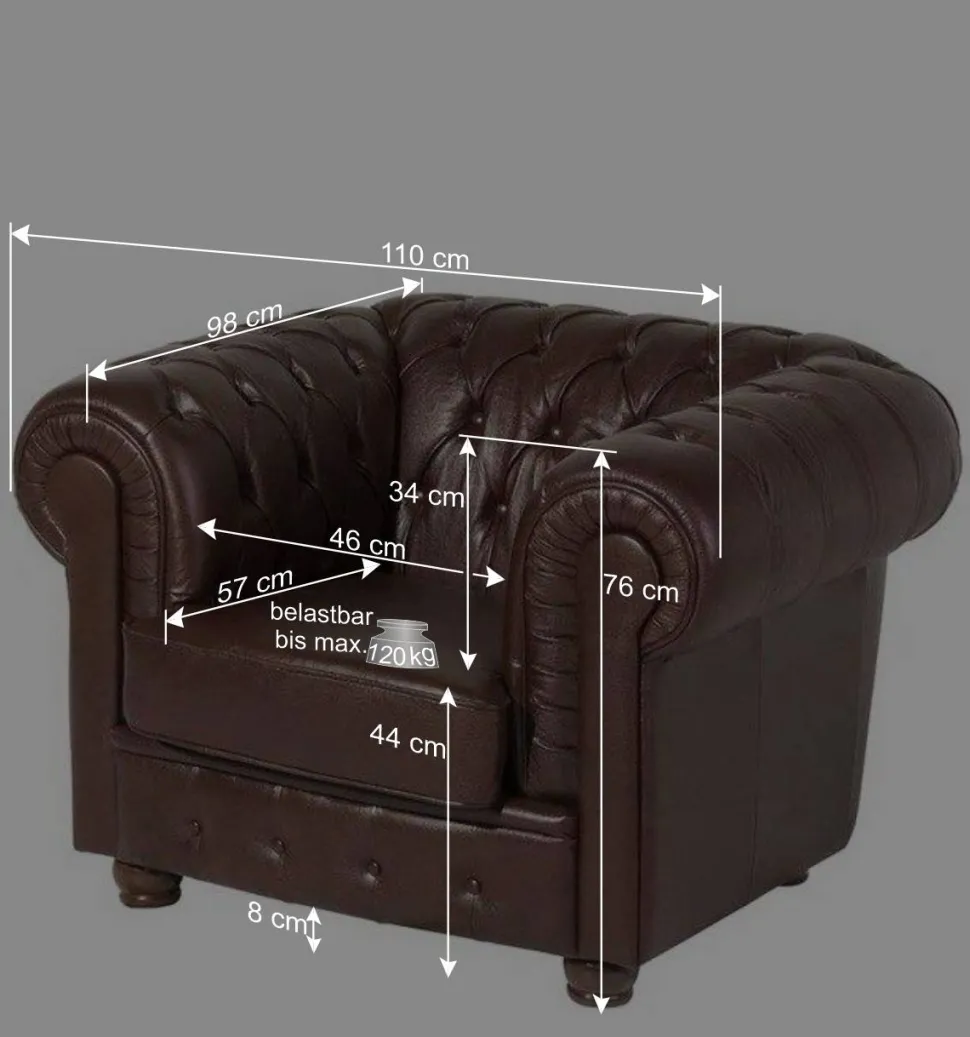 Wischleder Sessel in Braun - Cementa