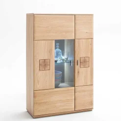 Wohnkombination in Eiche Bianco teilmassiv Pontros optional mit LED (vierteilig)