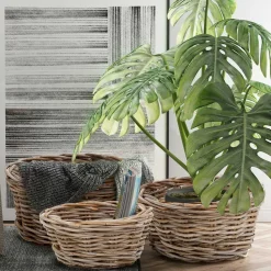 Wohnraum Körbe aus Rattan Graubraun - Vodenas (dreiteilig)