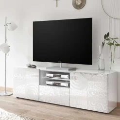 Wohnwand Hochglanz in Weiß - Vascaub (dreiteilig)